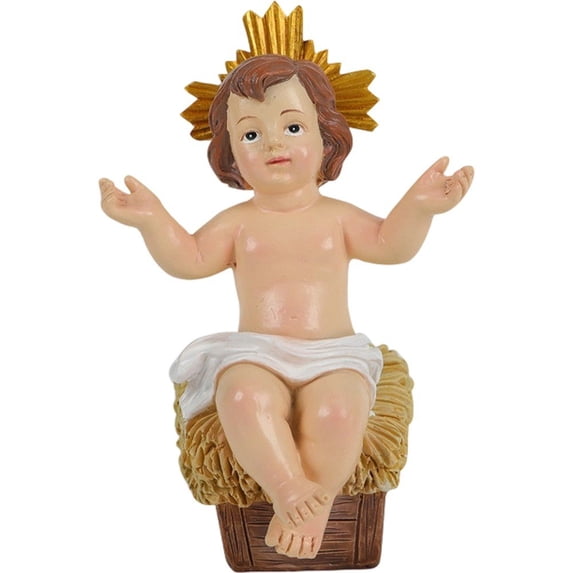 Jiibva Baby Jesus Figure Mini Desktop Child Jesus Figure Doll Sculpture Resin Statue Holiday Ornament Statue Figurines