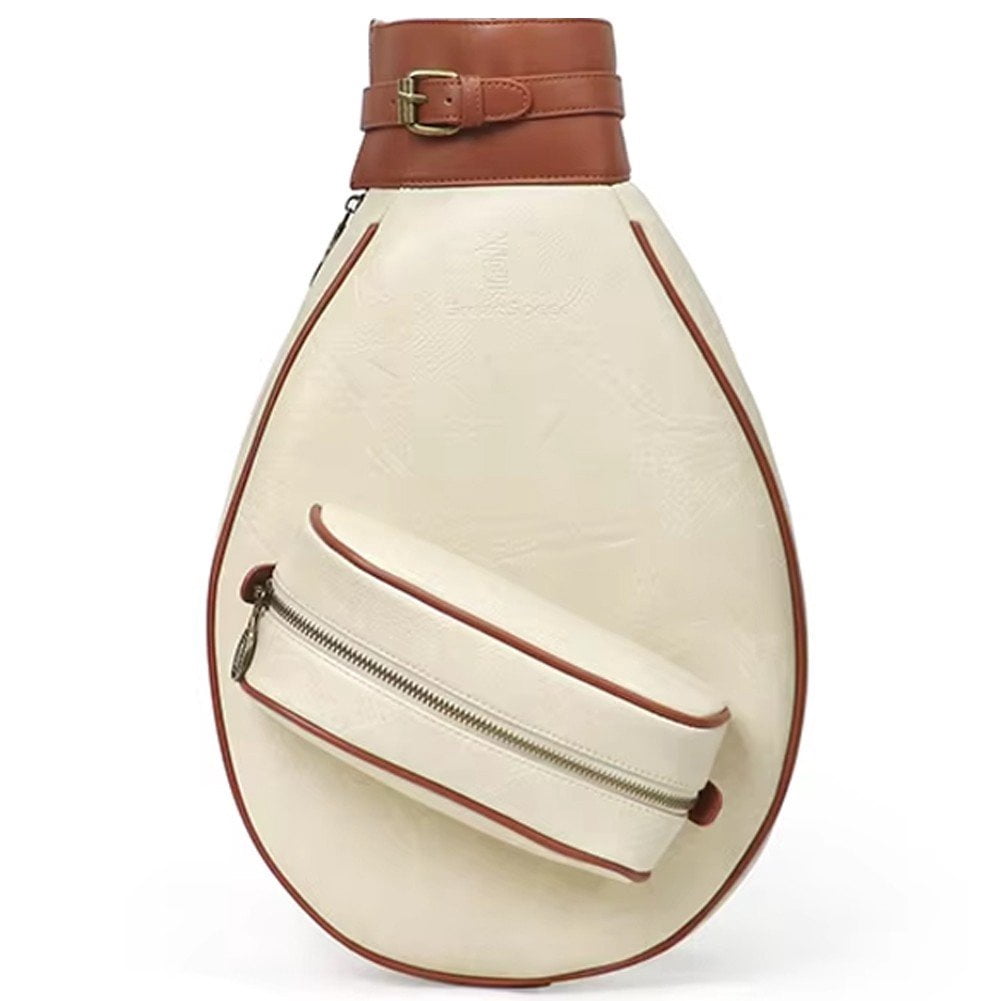 Jiibva Badminton Racquet Crossbody Bag Leather Tennis Sports Shoulder Bag Can Accommodate 2 Rackets Storage Bag Tennis Racket Bag Handbag for Women Men