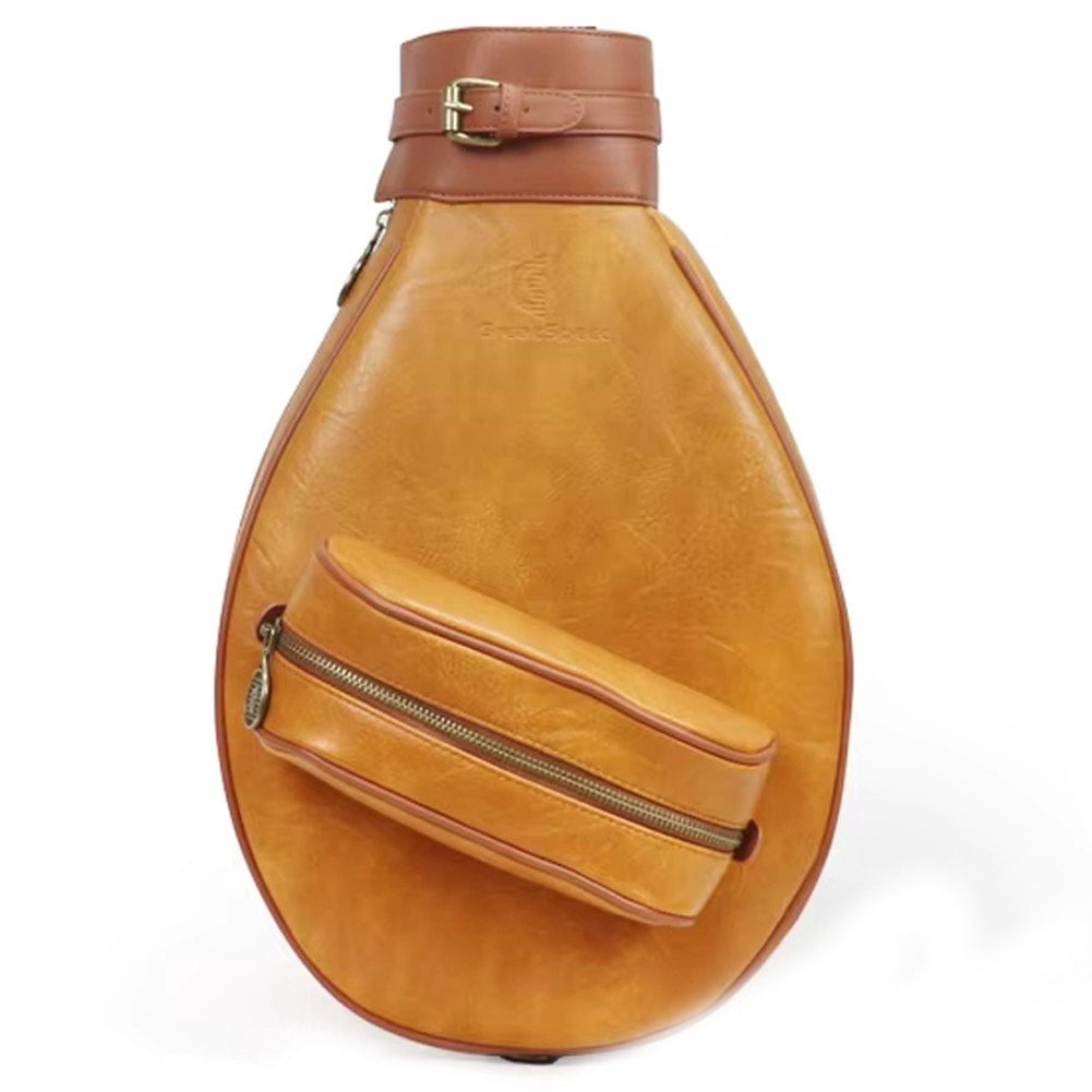 Jiibva Badminton Racquet Crossbody Bag Leather Tennis Sports Shoulder Bag Can Accommodate 2 Rackets Storage Bag Tennis Racket Bag Handbag for Women Men
