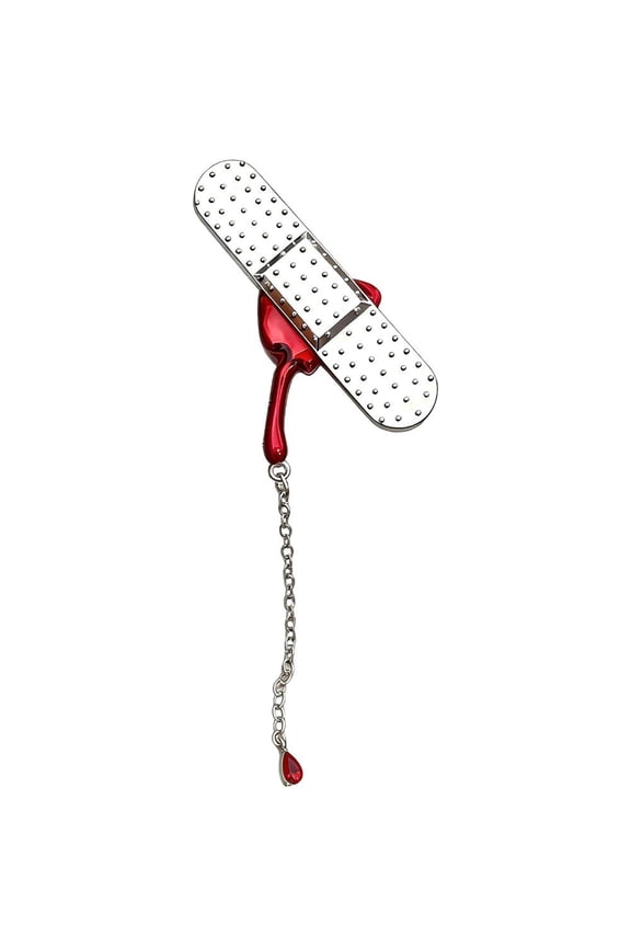 Band-Aid Tassel Brooch Simulation Metal Tassels Brooch Studded Diamonds Badge Pin Female Hip Hop Street Fashion Brooches Accessory