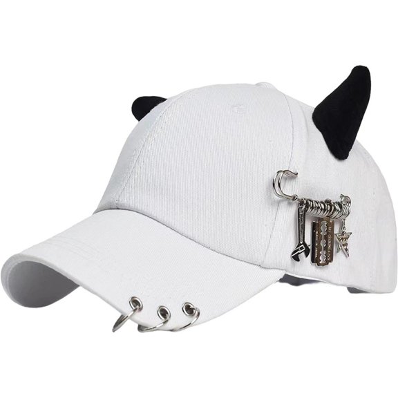 Jiibva Baseball Cap Unisex Lron Ring Cow Horn Personality Baseball Caps Spring Autumn Outdoor Adjustable Casual Hats