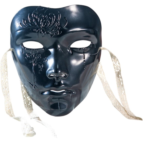 Jiibva Black ABS Full Face Venetian Masquerade Mask For Men Halloween Party 19x16cm