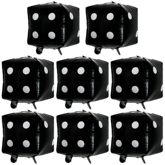 Jiibva Black Cube Dice Aluminum Film Party Balloons for Casino Theme Parties