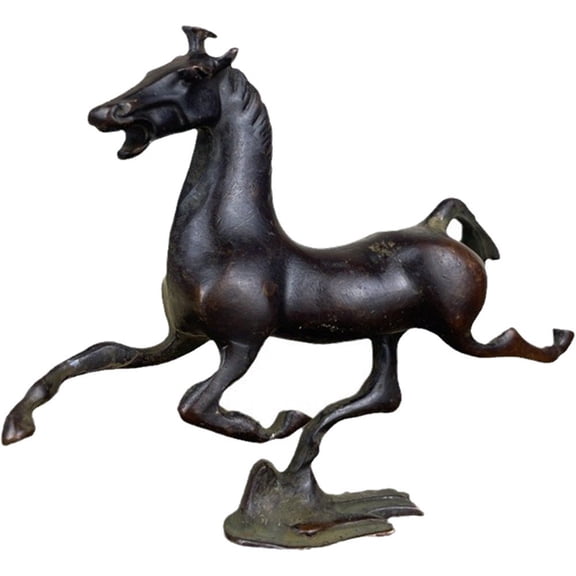 Jiibva Zodiac Copper Horse Stepping On Flying Swallows Decorative Brass Desktop Decoration for Home Office