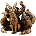 thumbnail image 1 of Jiibva Brass Fox Statue Seven/Nine Tailed Fox Miniature Figurines Desk Ornament Mini Copper Animal Sculpture Home Decor, 1 of 7