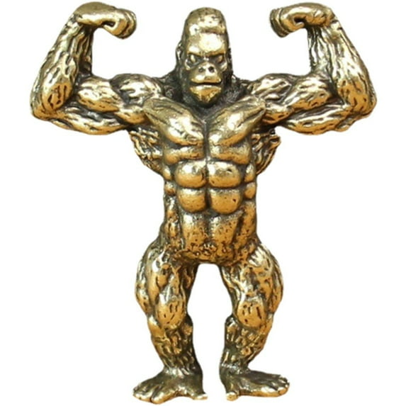 Jiibva Brass Muscle Gorilla Ornaments Muscle Gorilla Statue Animal Statue Gorilla Figurines Retro Desktop Model Brass Figurine Home Decor