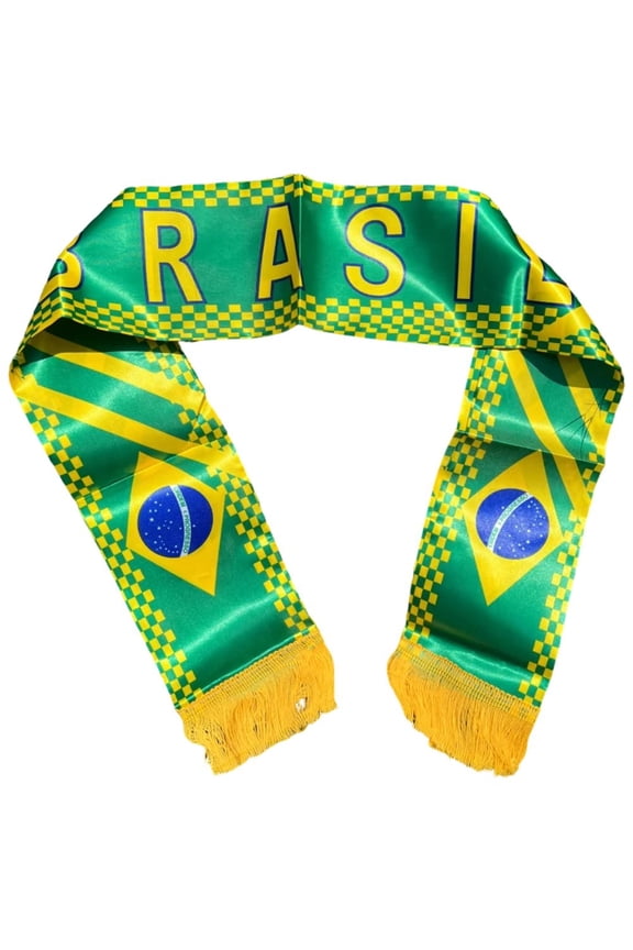 Brazil Scarf Brazil National Team Supporter Scarf Double Side Printing Football Soccer Fans Brazil Flags Scarf for Sport Event