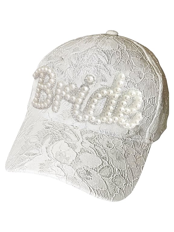 Bride Baseball Hat, Bachelorette Party Lace Baseball Cap Beach Hats for Women Cute Hats for Bridesmaids Bride to Be Gift Engagement Party Supplies