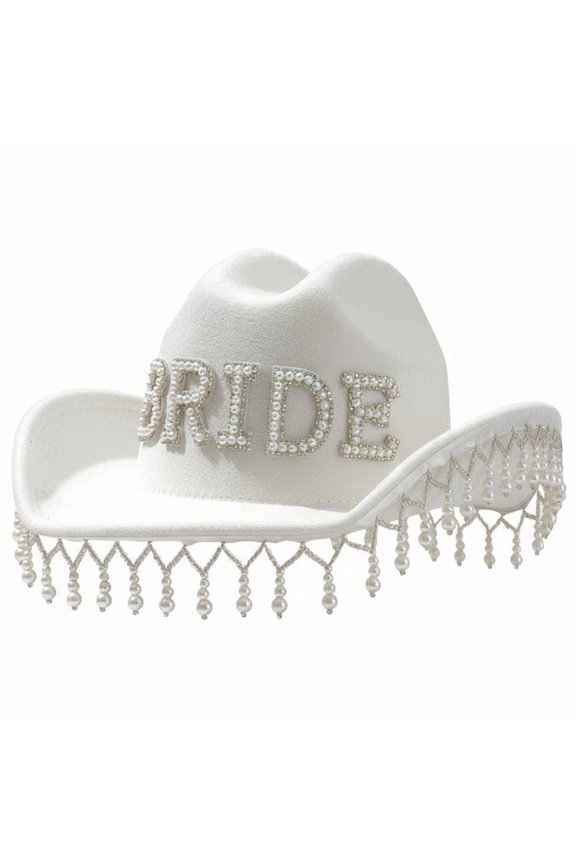 Bride Rodeos Hat,Pearls Panama Hat For Bachelorette Party Cocktail Parties Vacation Headwear Comedian Party Hats Adults