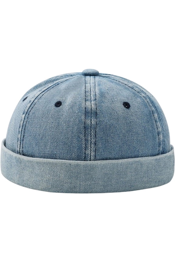 Brimless Hat Docker Cap No Brim Hats Sailor Skullcap Dome Skull Caps Rolled Cuff Beanie Hip Hop Hats with Buckle for Men Women Teen