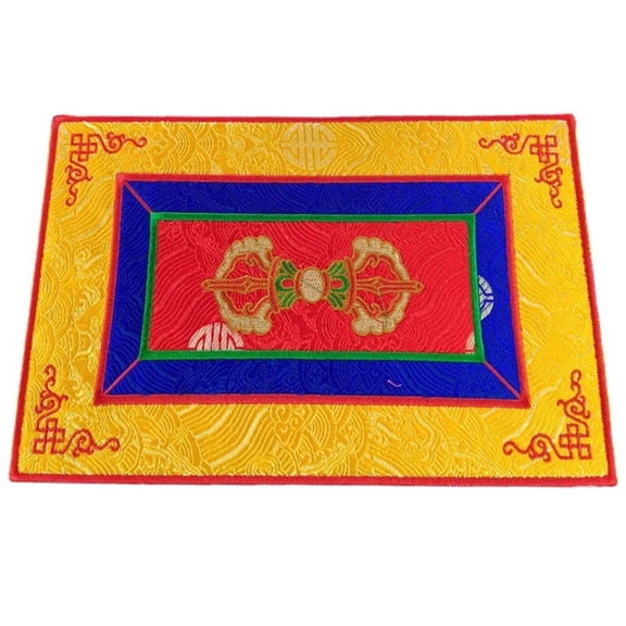 Jiibva Buddha Sound Bowl Vajra Mat, Tibetan Style Ritual Ware Mat Cloth, Rectangular Singing Bowl Cushion,Sound Bowl Pad, Ethnic Articles