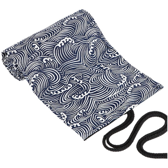 Jiibva Canvas Pencil Wrap Case,Japanese Style Wave Pattern Landscape Art Canvas Pencil Wrap Case Storage For Colored Pencils For Painting Writing