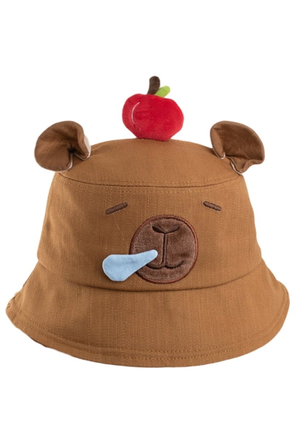 Cartoon Capybara Bucket Hat Foldable Sun Hats Summer Protection Caps Beach Fisherman Animal Printing Pattern