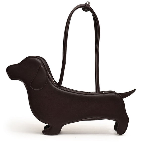 Jiibva Cartoon Dog Shaped Shoulder Bag Unique Dachshund Design Underarm Bag PU Leather Purse Handbag for Women and Teen