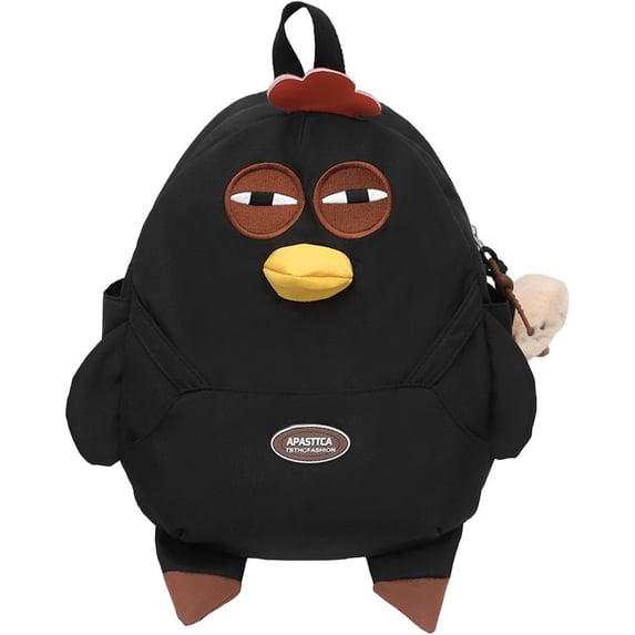 Jiibva Cartoon Large Capacity Chicken Nylon Backpack With Pendant Lightweight Bookbag Kawaii Hen Shape Bag