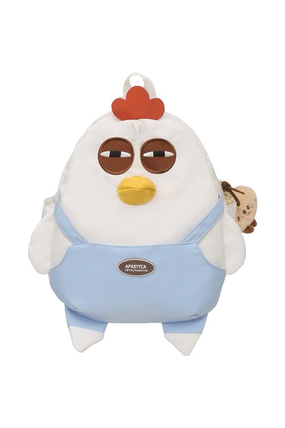 Cartoon Large Capacity Chicken Nylon Backpack With Pendant Lightweight Bookbag Kawaii Hen Shape Bag