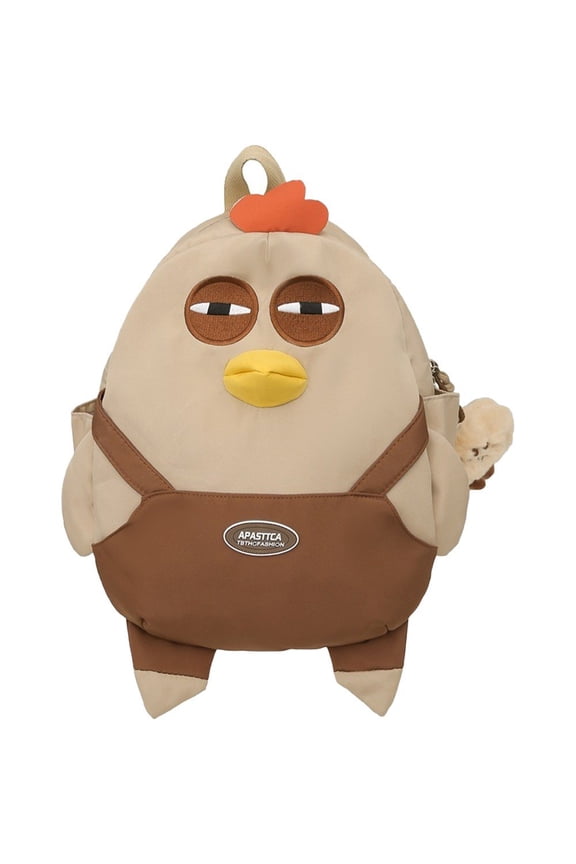 Cartoon Large Capacity Chicken Nylon Backpack With Pendant Lightweight Bookbag Kawaii Hen Shape Bag