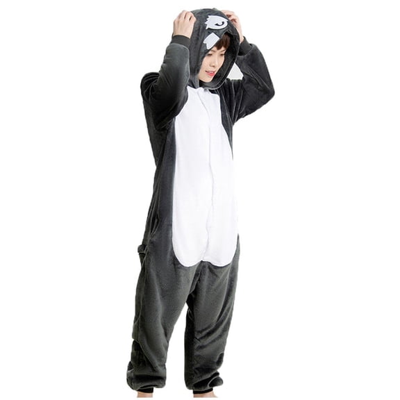 Jiibva Cartoon Pajamas Playsuit Family Hooded Warm Flannel Blanket Pajamas Homesuit Funny Homewear For Slumber Party