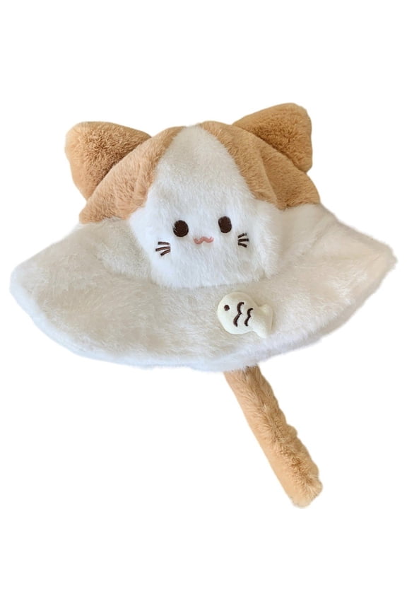 Cat Ear Knitted Hats, Autumn Winter Warm Plush Beanie Hat Japanese Fluffy Ear Cap,Cartoon Trendy Hat for Women