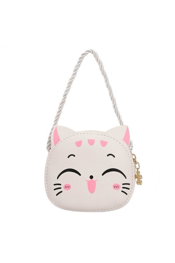 Cat Face Mini Crossbody Bag, Small PU Shoulder Bag with Adjustable Strap