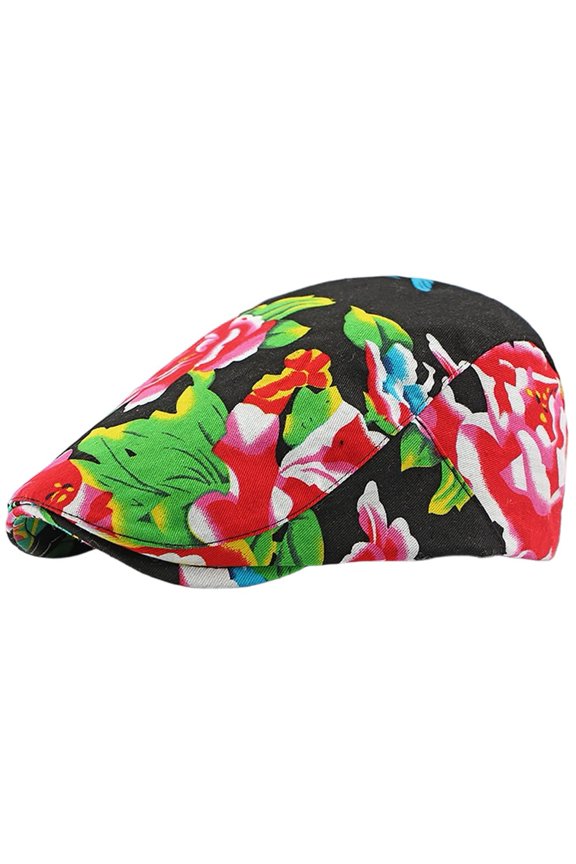 Chinese Floral Printed Beret Cap Vintage Artist Painter Beret Adjustable Flat Cap Street Beret Cap Unisex Retro French Beret