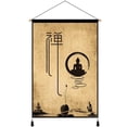 thumbnail image 1 of Jiibva Chinese Scroll Painting Zen Wall Hanging Painting Retro Wall Decoration for Living Room Bedroom Office Home Accessory, 1 of 7