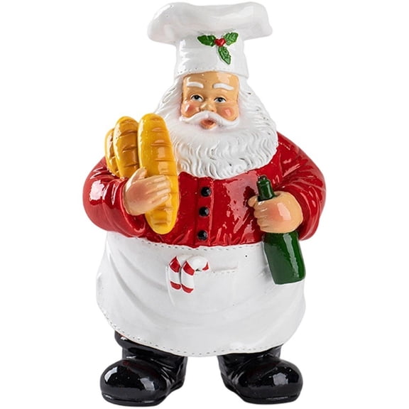 Jiibva Christmas Santa Claus Figurine, Resin Christmas Chef Santa Claus Status Christmas Decorations Desktop Ornament for Home Office Table Fireplace