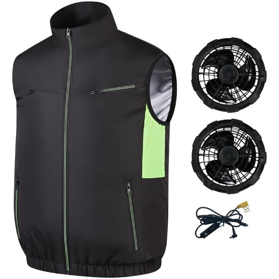Jiibva Cooling Fan Vest, Air Conditioning Fans Vest Electric Cool Vest Heat Reducing Clothing for Hiking Cooling Work Fishing