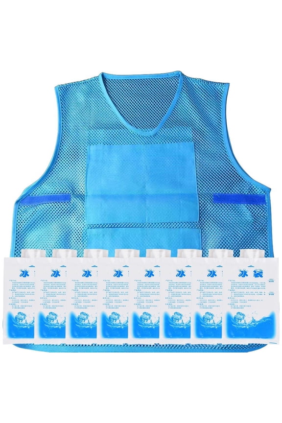 Cooling Vest with 8 Ice Packs Adjustable Ice Vest Cool Vest Heat Relief Cool Jacket Waterproof Ice Vest Breathable Cool Vest for Summer