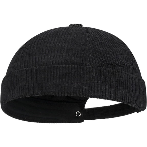 Jiibva Corduroy Hat Docker Cap for Men Women, Brimless Hats Worker Sailor Cap Beanie Retro Beanie Rolled Cuff Skullcaps with Adjustable