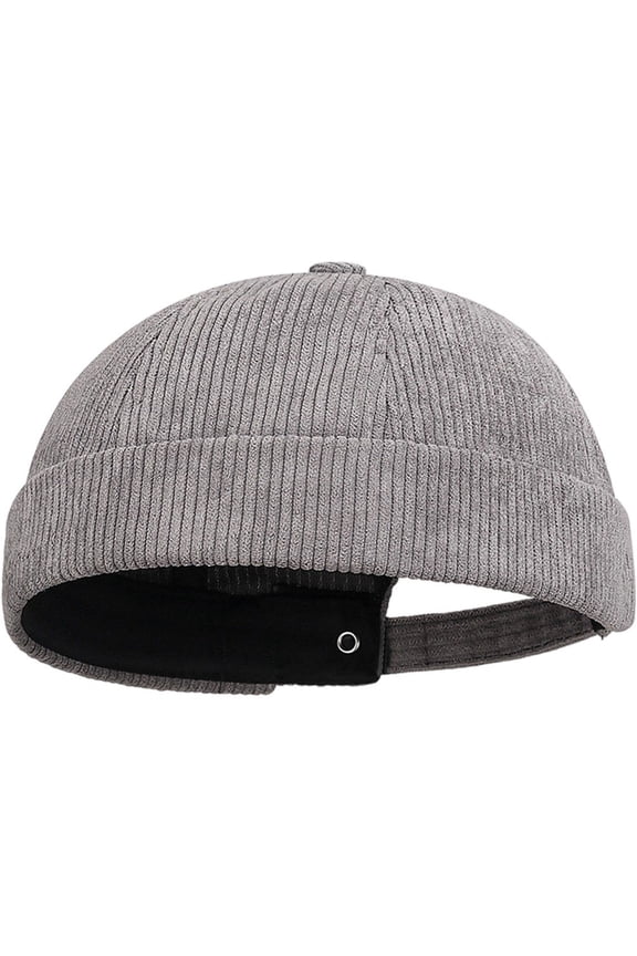 Corduroy Hat Docker Cap for Men Women, Brimless Hats Worker Sailor Cap Beanie Retro Beanie Rolled Cuff Skullcaps with Adjustable