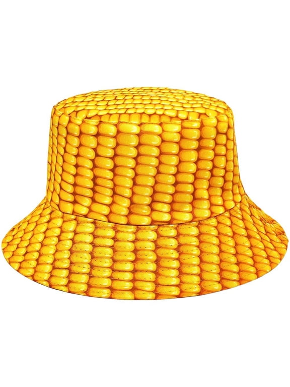 Corn Food Bucket Hat - Funny Gifts for Men Women, Novelty Summer Fisherman Cap for Beach Sun Protection, Unisex Packable Sun Hat