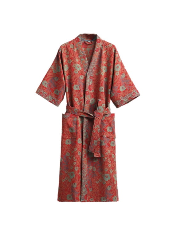 Cotton Double Gauze Robes, Women Summer Short Sleeve Robes,Sweet Kimono Robes ,Chinese Style Simple Bathrobes Night Dress