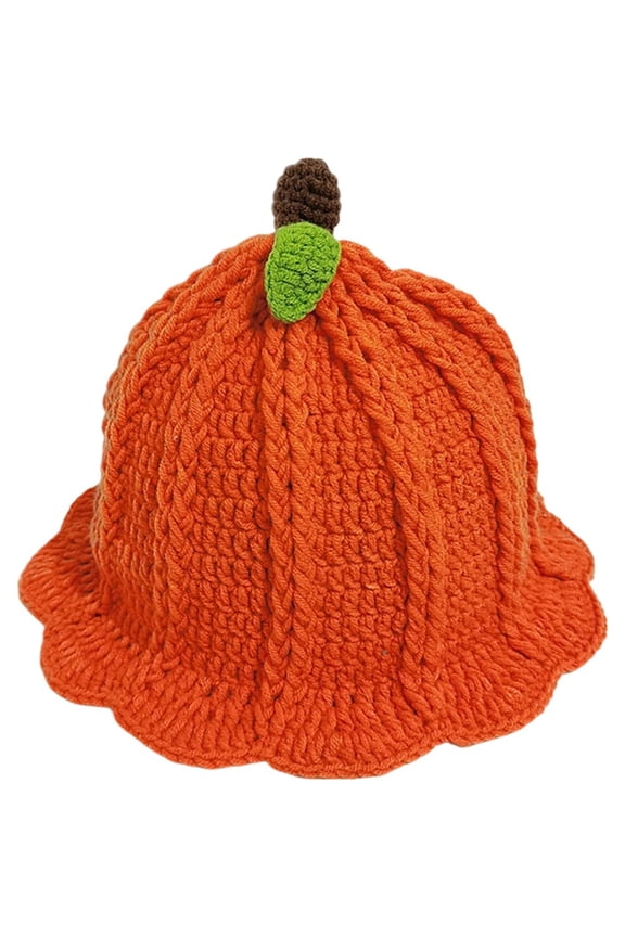 Crochet Pumpkin Hat Halloween Beanie Hat Funny Photo Props for Women and Men Thanksgiving Day New Year Head Accessory