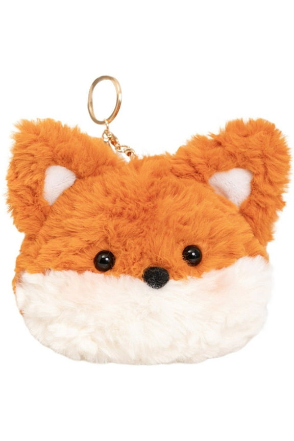 Cute Animals Coin Purse, Cartoon Coin Pouch Bag Fluffy Coin Tray Wallet Plush Fox Zipper Case