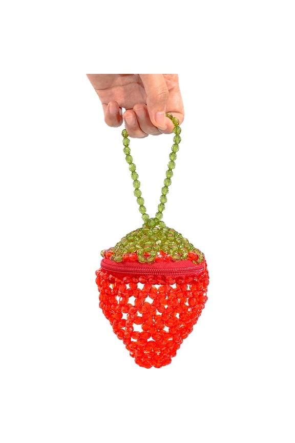 Cute Beaded Strawberry Shape Crossbody Bag Handmade Fruit Design Fashion Purses Handbags for Women Party Mini Clutch Wedding