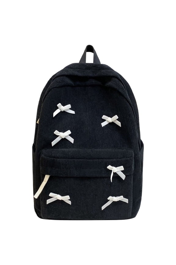 Cute Bow Corduroy Backpack Preppy Backpack Korean Rucksack Casual Travel Bag Lightweight Bags