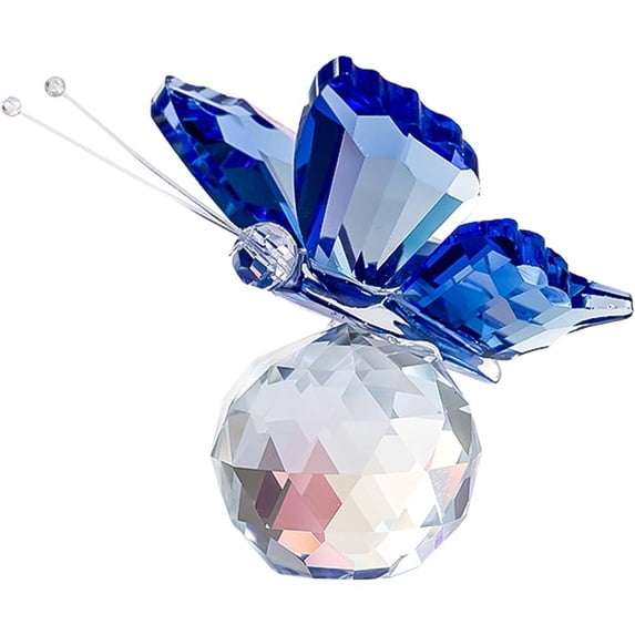 Jiibva Cute Crystal Butterfly Figurine Crafts Cut Glass Ornament Statue Butterfly Animal Statue for Home Desk Decor Souvenir Gifts