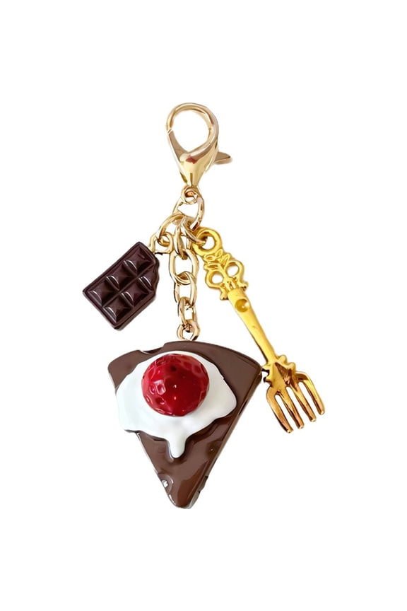 Cute Dessert Keychain for Women, Lovely Chocolate Cake Pendant Keychians Dessert Lover Gift Bag Pendant Charm Keys Accessories