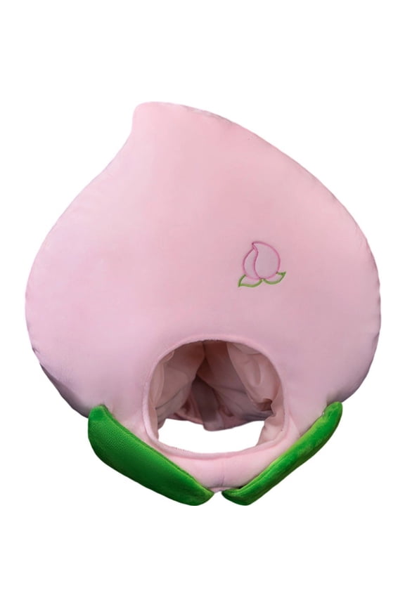 Cute Plush Peach Headwear Hat Photography Props Cartoon Plush Fruit Hat Fits Most People Headband Accessory