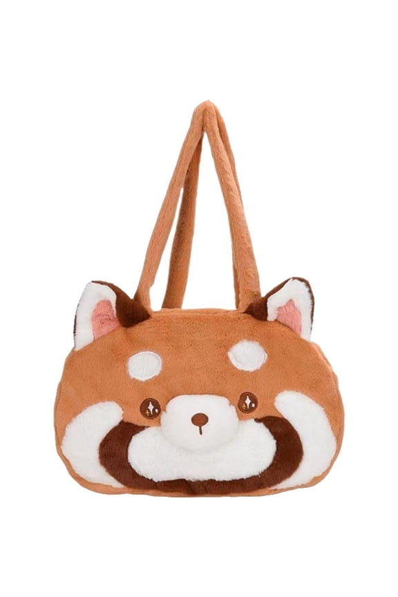 Cute Red Panda Plush Shoulder Bag Soft Red Panda Handbag for Women