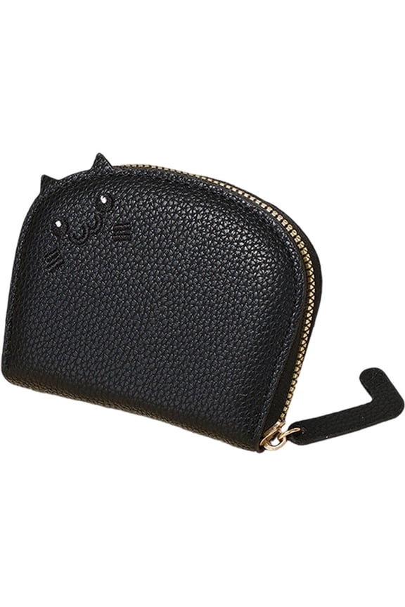 Cute Wallets For Women Mini Cat Wallet Multi-Layer Leather Zipper Purse Cartoon Cat Coin Pouch Small Card Wallet PU Leather Coin Bag Card Holder
