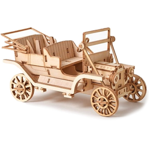 Jiibva DIY Car 3D Wooden Puzzle Assembly Decorative Model, Christmas Birthday Gift, 1 Set