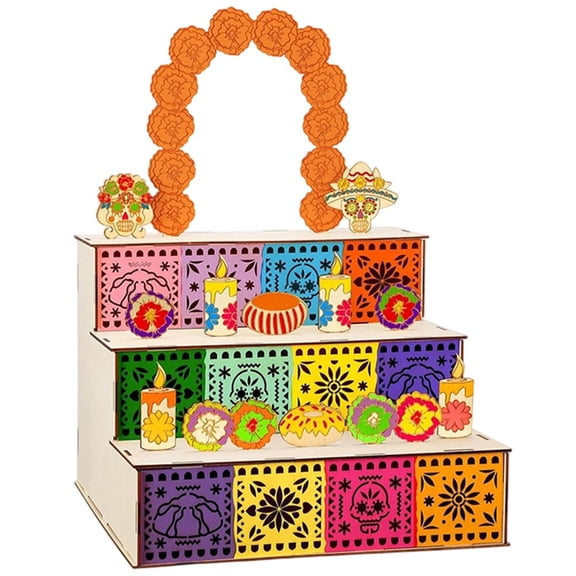 Jiibva Day Of Dead Ofrenda Box Wooden Box Set Dia De Los Muertos Photo Frame Remembrance Memory Shadow Gift For Home Decorations