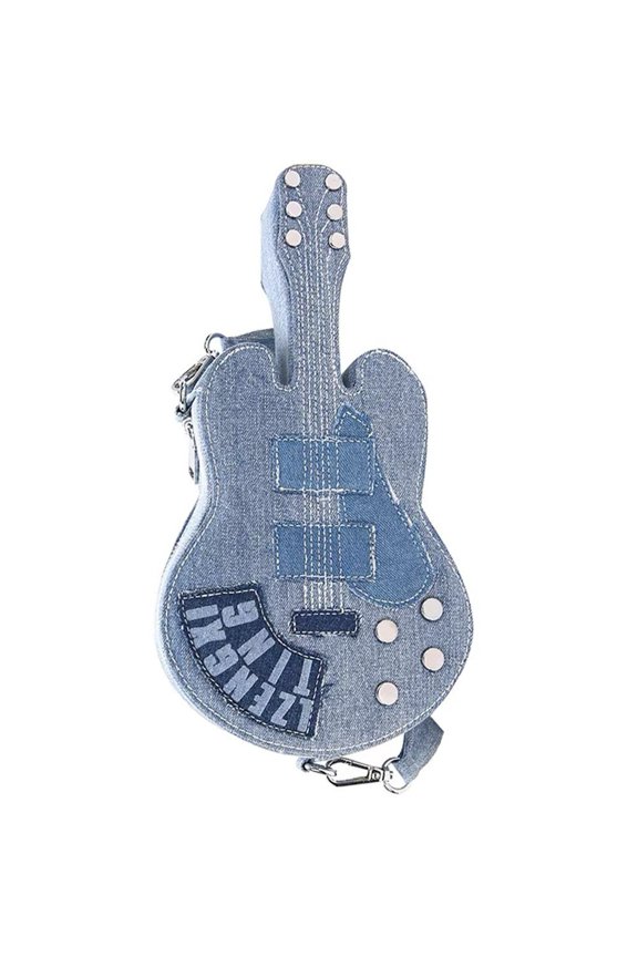 Denim Bag Guital Shape Shoulder Crossbody Bag Sling Backpack Crossbody Purses Denim Shoulder Bag Creative Bag Women Bags