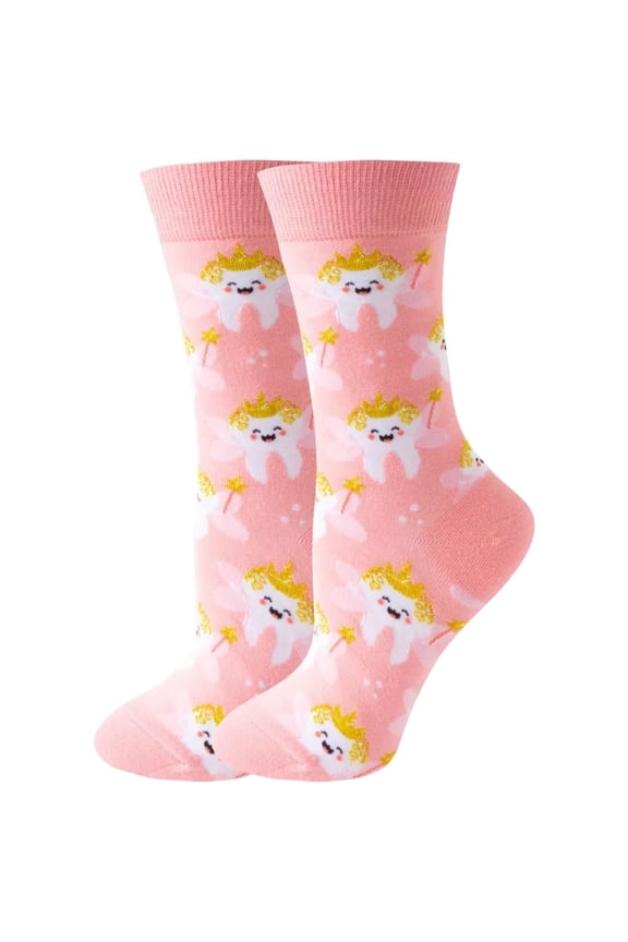Dental Teeth Socks 1pair Casual Novelty Socks Funny Cotton Socks Thermal Warm Socks Dental Assistant Gifts for Winter