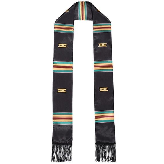 Jiibva Double Layered Tassel Black Shawl Satin Graduation Ribbon Logo Adult Etiquette Scarf Honor Shoulder Strap