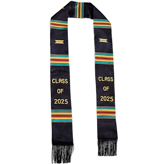 Jiibva Double Layered Tassel Black Shawl Satin Graduation Ribbon Logo Adult Etiquette Scarf Honor Shoulder Strap