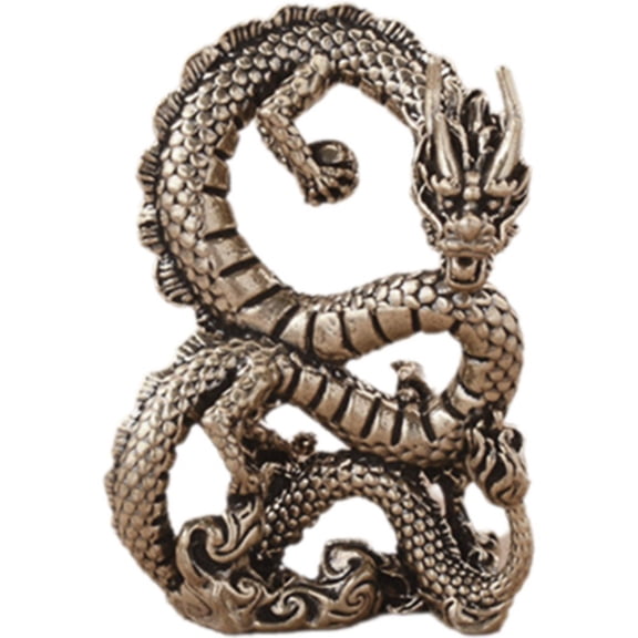 Jiibva Dragon Statue Decoration Miniature Brass Figurine Dragon Statu Feng Shui Golden Dragon Luck Wealth Home Feng Shui Decorations for Office Home