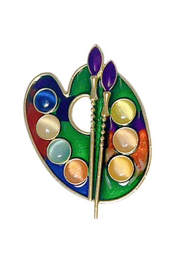 Draw Palette Brooch Vintage Rhinestone Pins Rainbow Crystal Lapel Pins Unisex Casual Pin Party Clothes Dress Accessory